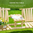 Wooden Adirondack Chair With Center Table, 2-Seat Garden Chair For Lounging And Relaxing Outdoors Natural