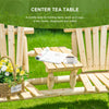 Wooden Adirondack Chair With Center Table, 2-Seat Garden Chair For Lounging And Relaxing Outdoors Natural