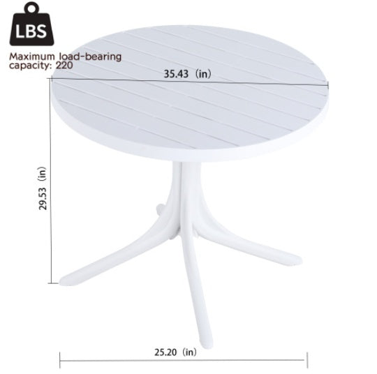 Modern White Round Plastic Table  36 Inch IndoorOutdoor Dining Table & Coffee Table, Lightweight Polypropylene All-Weather Patio Table For Garden, Courtyard, Kitchen, Camping