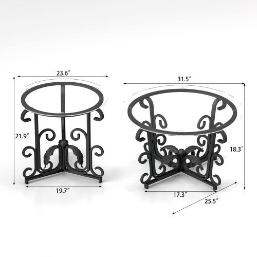 3 Piece Tempered Glass Surface Coffee Table Set Decor Coffee Table