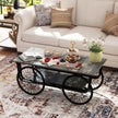 Modern Style Coffee Table Rectangle Coffee Table End Side Table Retro Design Coffee Table With Sturdy Base For Living Room Decor Black