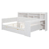 Wooden Full-size Sofa Bed With Storage Rack, Multifunctional Bed With Two Storage Drawers And Desk, Antique White