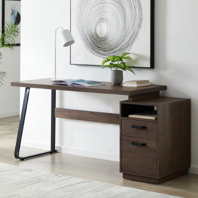 Home Office Computer Desk With Drawers Hanging Letter-size Files, 65 Inch Writing Study Table With Drawers
