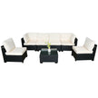 Hot Selling Seven-Piece Sofa Set Table With Sofa Chair Black PE Rattan Outdoor New Design Furniture 7-JH002 Box 3-1-2-3 With White Color Cushion