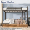 Loft Bunk Bed Twin Over Twin Size With Ladder And Guardrail,Heavy Duty Metal Slats Support No Box Spring Needed Small Space Saving Furniture For Bedroom Dorm,Black