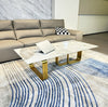 Modern Rectangular Coffee Table With Sintered Stone Top, Gold Metal Frame, For Living Room