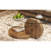 Modern And Practical Double-layer Round Table. Glass Table Top, Wood MDF Table Legs. Suitable For Living Room And Bedroom