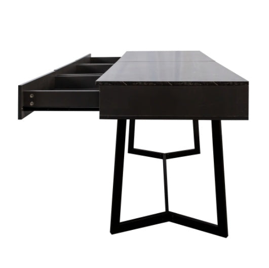 Modern Black 70.87  Computer Desk, Study & Work Desk  Y-Shaped Metal Legs