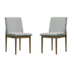 Natural Tone Frame Light Gray Fabric Set Of 2pc Side Chairs Dining Room Furniture Chair Upholstered Seat