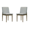 Natural Tone Frame Light Gray Fabric Set Of 2pc Side Chairs Dining Room Furniture Chair Upholstered Seat