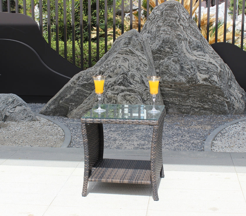 Outdoor Patio Furniture 1 Coffee Table With Clear Tempered Glass