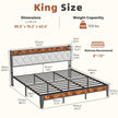 Soft-padded Headboard With Storage, Charging Port, Iron Frame Bed