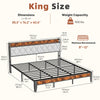 Soft-padded Headboard With Storage, Charging Port, Iron Frame Bed