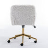 A&A Furniture Rabbit Hair Office Chair With Golden Base, Adjustable