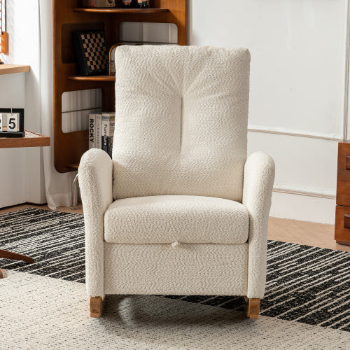 Accent Rocking Chair With Footrest High Back Rubber Wood Rocking Legs Bedroom Living Space