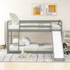 Gray Twin Twin Bunk Bed Convertible Slide Ladder