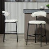 26 Counter Height Bar Stools Teddy Fabric Cover Kitchen Island Counter Bar Stool With Black Powder Coating Base And Footrest