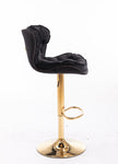 Set Of 2 Bar Stools Chrome Base, Swivel, Adjustable Height, Velvet