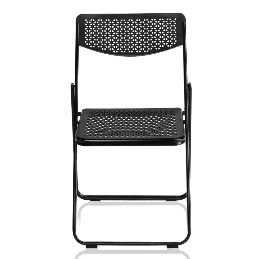 4pcs Black, Cut-out Pattern, Courtyard Plastic Folding Chair