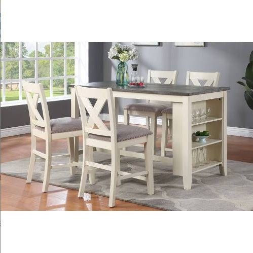 Modern Contemporary Dining Room Furniture Chairs Set Of 2 Counter Height Chairs Light Wooden High Chair X Back Design Cushion Seat