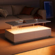 Modern White Rectangular LED Lights Coffee Table With 2 Drawers In 47.2