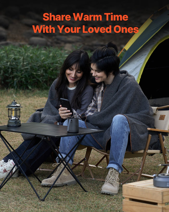 Wool Camping Blanket 64X 88 Warm For Camping Hiking Travel Light Grey