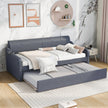 Twin Upholstered DayBed With Trundle & USB, Adjustable, Gray - 80 Characters