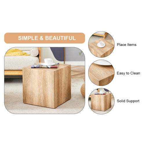 Elevate Your Living Space With This Square Modern MDF Coffee Table That Showcases Smooth, Light Wood Color Texture Patterns. It Is Characterized By Stylish Design.15.7x15.7x15.7