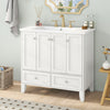 36  Bathroom Vanity With Resin Sink Combo,Solid Wood Frame Bathroom Storage Cabinet, Freestanding Vanity Set With 4 Soft Closing Doors 2 Drawers