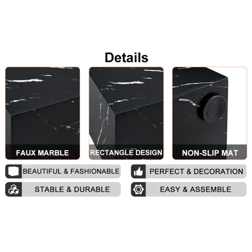 15.7x15.7x15.7 Inch Black Marble Texture MDF Coffee Table - Luxurious Design, Perfect Living Room Accent.Cube Fashion Texture Design Coffee Table, Suitable For Various Situations And Scenes