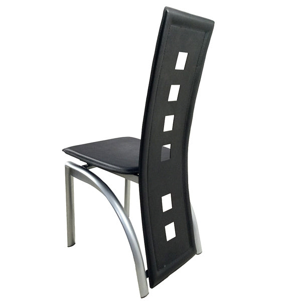 4pcs Long Backrest Square Hollow Decoration PU Leather Dining Chairs