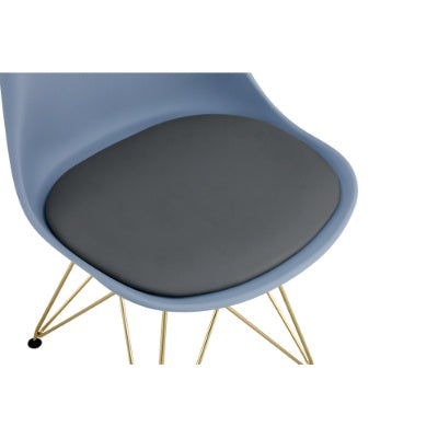 Modern Dining Chairs With Shell Lounge Plastic Seat And GOLDEN STEEL Legs KITEHCN Chairs Meeting Room Chairs Living Room,Set Of 4, GREY