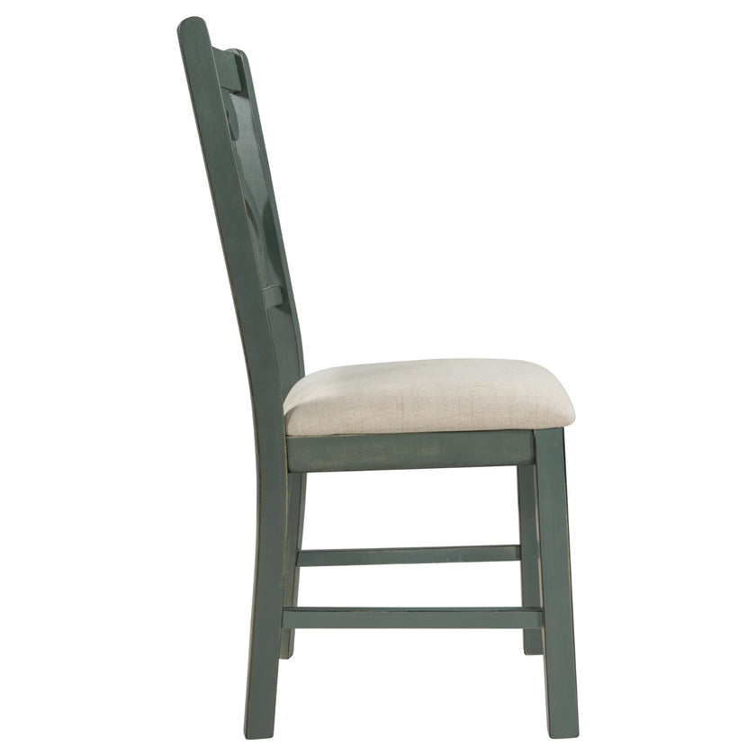 TREXM 5-Piece Round Dining Set With Fabric Chairs & Special-shaped Legs