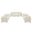 3-Piece Chenille Fabric Upholstered Living Room Furniture Set, Including 3-Seater Sofa AndV2 Loveseat Sofa With Seat And Back Cushion Beige White