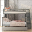 Twin Over Full Bunk Bed With Trundle And Staircase,Gray