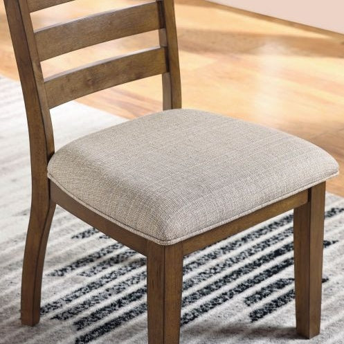 Transitional Set Of 2pc Side Chairs Walnut Light Gray Ladder Back Chairs Solid Wood Polyester Fabric Upholstered Padded Seat Dining Room Furniture