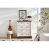 Farmhouse Style 5 Drawer Dresser Chest With Base Wooden Rustic Chest Of Drawers, Storage Dresser Organizer For Bedroom, Living Room, Beautiful Sturdy And Durable