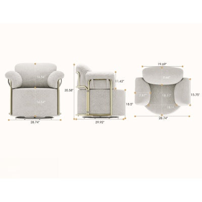 360 Degree Barrel Swivel Accent Sofa Chair,Fluffy Fabric Lounge Wide Upholstered Reading Chair With Gold Metal Legs, Comfortable Round Armchair For Living Room,Bedroom,Office
