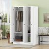 K&K Kitchen Island With Trash Can Storage Cabinet, Kitchen Cart With Drop Leaf, Spice Rack, Towel Ra