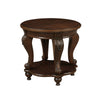 22'' Retro Round End Table,Solid Wood Sofa Side Table With Shelf,Living Room Corner Table Easy Assem