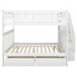 Full Over Full Bunk Bed With Two Drawers And Storage, White