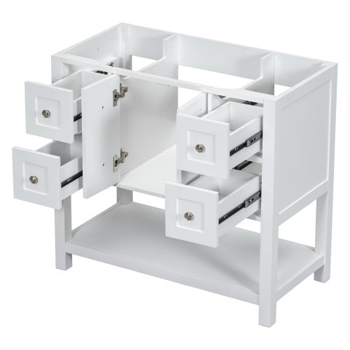 36'' Bathroom Vanity Without Sink,Free Standing Vanity Set With 4 Drawers& Soft Closing Doors,Solid Wood Frame Bathroom Storage Cabinet Only