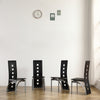 4pcs Long Backrest Square Hollow Decoration PU Leather Dining Chairs