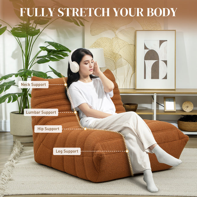 Bean Bag Chair For Adults, Giant Fireside Chair, Bean Bag Sofa With High Density Foam For Living Room, Brown