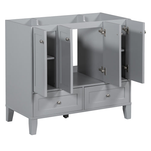 36'' Bathroom Vanity Without Countertop,Solid Wood Frame Bathroom Storage Cabinet Only, Freestanding Vanity With 4 Soft Closing Doors& 2 Drawers
