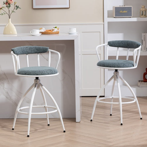 26 Swivel Counter Height Bar Stool, Set Of 2- Fabric Seat With Metal Frame, Modern Industrial Design Bar Chairs For Kitchen Island, Dining Room, Home Bar, Counter Seat