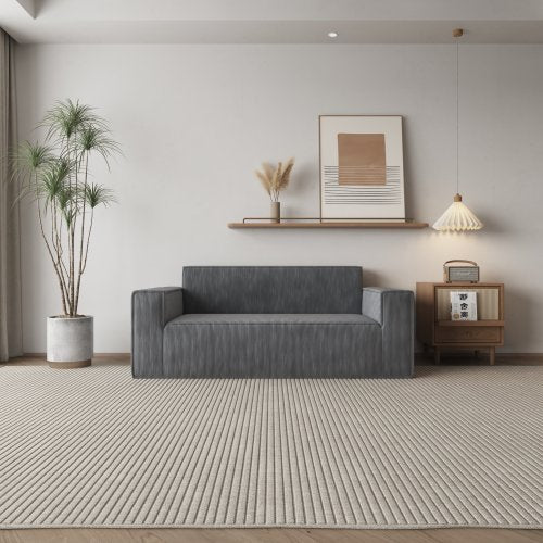 Sofa-in-a-Box, Memory Foam 3-Seater Couch, No Installation & Easy To Transport, Deep Seat Modern Sofa With Corduroy Fabric, Couch For Living Room, Bedroom, Apartment, Home Office,gray