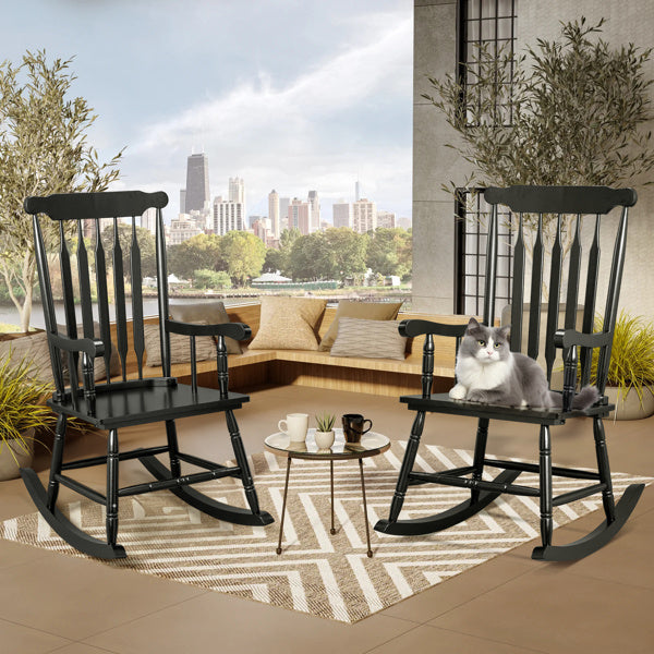 Black Poplar Windsor Wood Rocking Chair