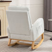 LY-5104 WHITE Accent Rocking Chair With Footrest High Back Rubber Wood Rocking Legs Bedroom Living Space 26.77D X 38.36W X 39.76H Inch