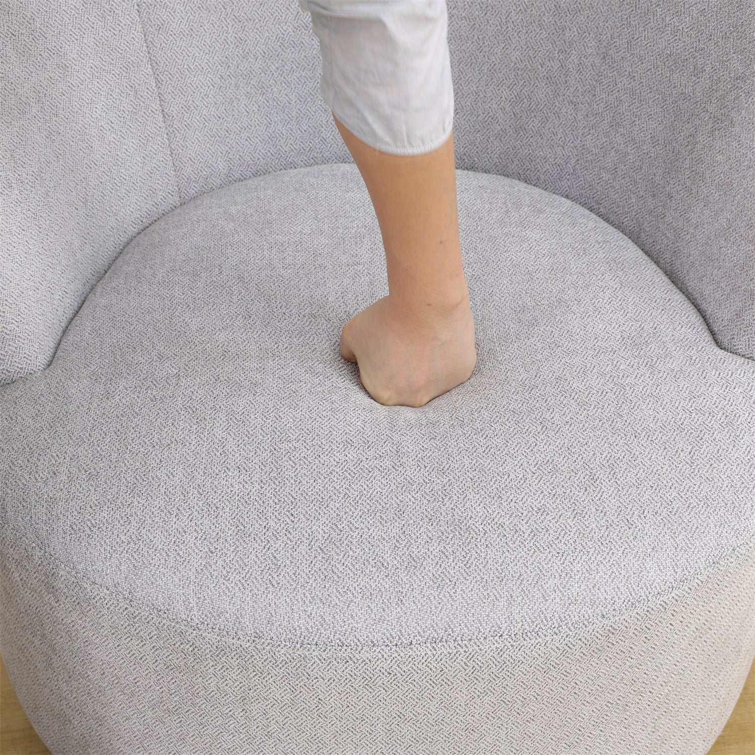 Sofa Stool Set With Storage Function, Grey-White Breathable Sackcloth